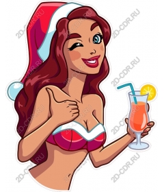 Fun festive woman with a drink
