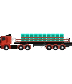 Red truck with portable toilets