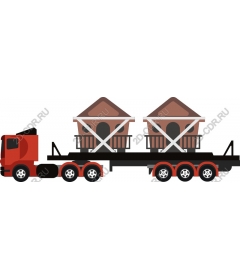  A truck carrying a wooden house