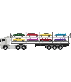 Truck-car Transporter with colorful vehicles