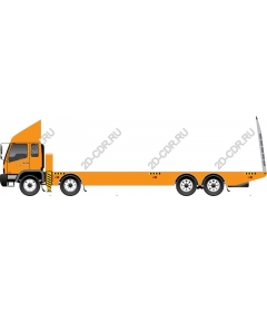 Orange flatbed truck