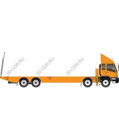 Orange flatbed truck