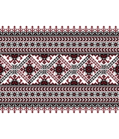 Intricate red and black traditional textile pattern