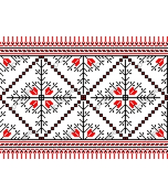 Traditional red-and-black floral geometric pattern