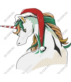 Festive unicorn in a Santa hat