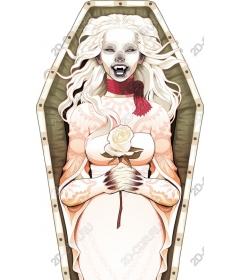 The girl at the grave with a white rose