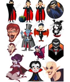 Set of vampires spooky and charming cliparts