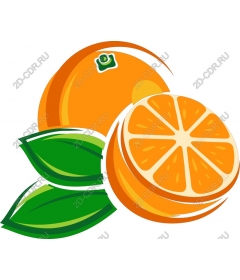  Яркий апельсин с листьями