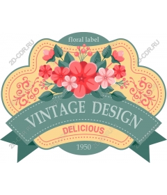 Vintage floral label
