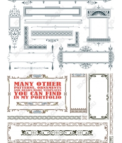 Комплект орнаментов и клипартов - Элегантная рамка