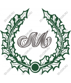  Elegant wreath of Holly with the letter "M"