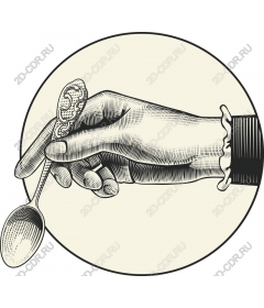 Vintage decorative hand with a spoon