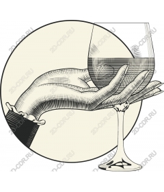  Elegant hand holding a glass, vintage