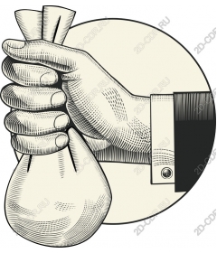 Vintage hand holds a bag of money
