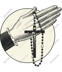 Praying hands with rosary