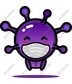  The mascot of the virus — fun purple character in the mask