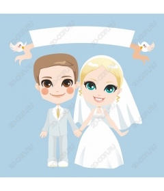  Adorable wedding couple with custom banner