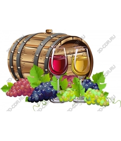 Wine barrel and glasses rustic