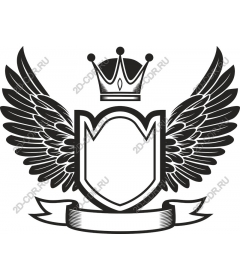 Majestic emblem with wings and crown