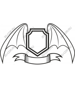 Majestic shield with wings of a bat