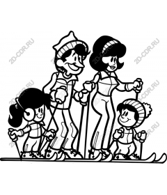  Charming family skiing