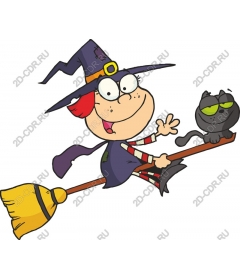 Fun witch on a broom