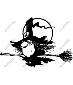 Whimsical witch riding a broom