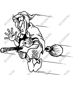  Bizarre cartoon witch on a broom