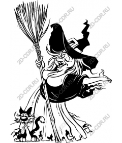  Fancy witch and cat