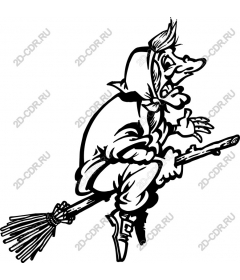 Whimsical witch on a broom
