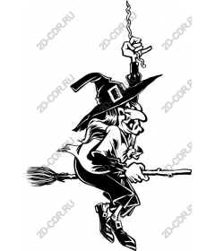 Whimsical witch on a broom