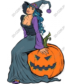  Charming witch on a pumpkin