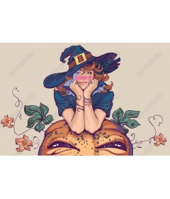  Fancy witch and pumpkin