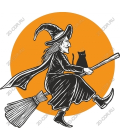  Adorable witch on broomstick