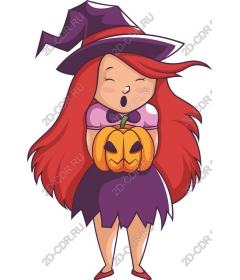 Funny witch with pumpkin