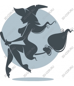 Whimsical witch riding a broom