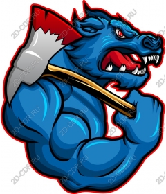  Fierce Blue Wolf with an Axe