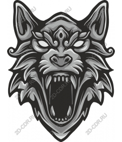 Head ferocious wolf