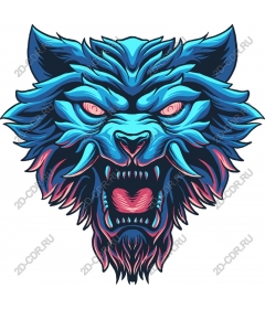 Head ferocious wolf