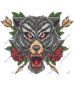  Ferocious Panther with roses and arrow