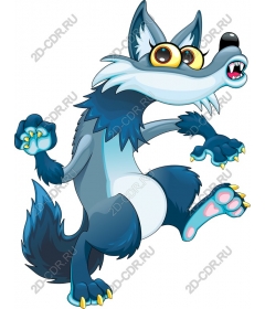 Playful cartoon wolf