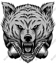 Head ferocious wolf