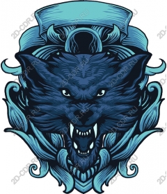 Head ferocious wolf
