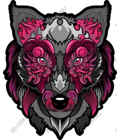  Bright, intricate wolf head