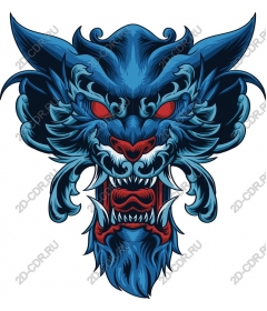  Face ferocious blue dragon