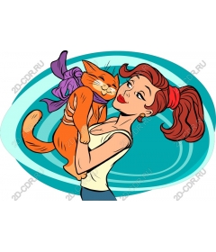  Happy cat and a Woman