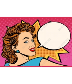 Bright retro pop art woman with speech bubble