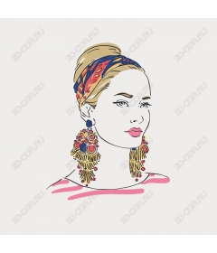  Chic stylish woman with a headscarf and earrings