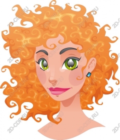  Bright orange curly hair women