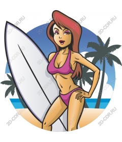 Girl on a bright beach surf